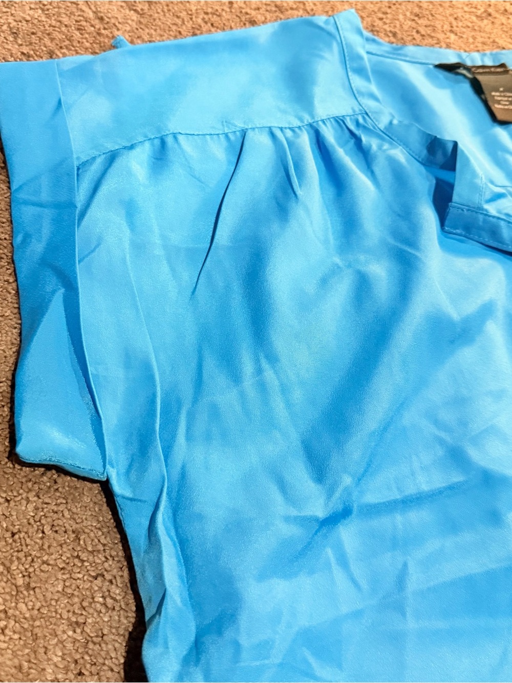 Calvin Klein Bright Blue Women's Henley Blouse - Picture 5 of 7